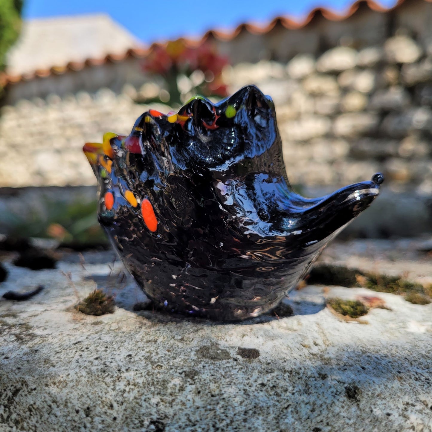 Tête de Hérisson en Verre Soufflé - Pièce Unique et Artisanale