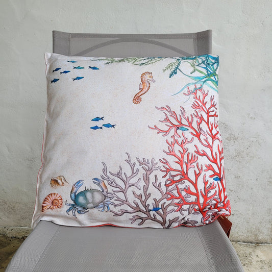 Coussin d'Extérieur Sea Life 45x45 cm - Fond Marin / Corail