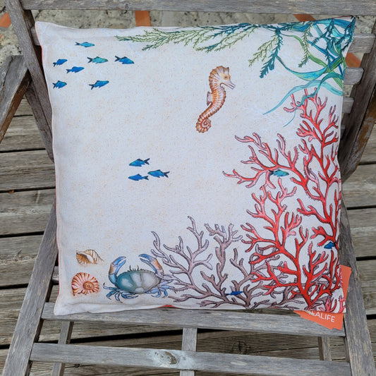 Coussin d'Extérieur Sea Life 45x45 cm - Fond Marin / Corail