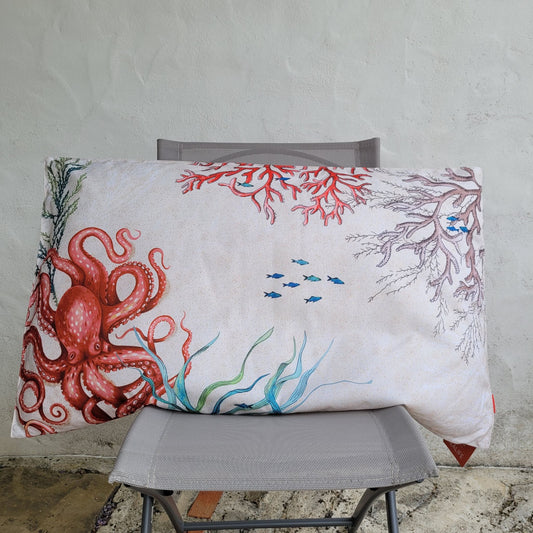 Grand Coussin d'Extérieur Sea Life 50x80 cm - Sable / Fond Marin