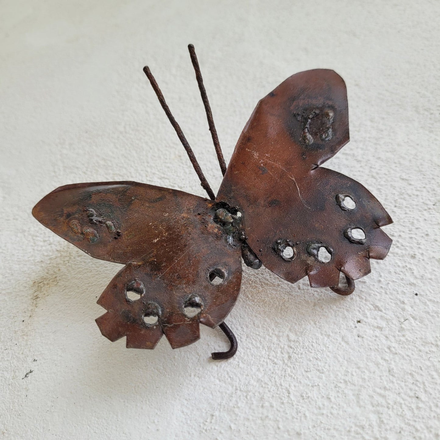 Papillon Déco Murale en Métal Recyclé Effet Rouille (14x10cm)