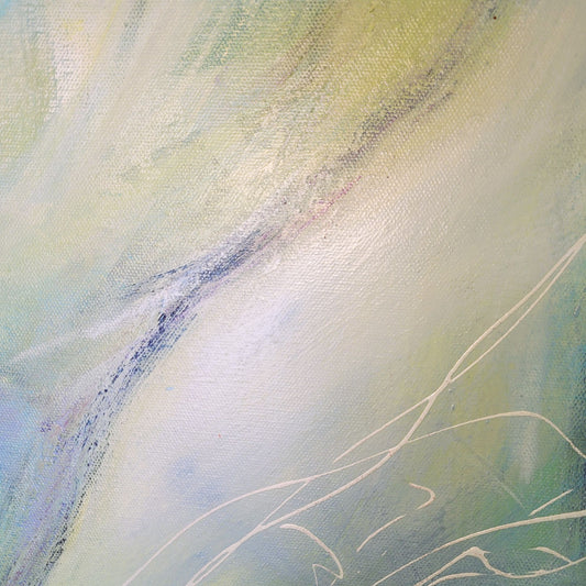 Nu Bleu – Tableau figuratif corps de femme bleu-gris, 70×70 cm
