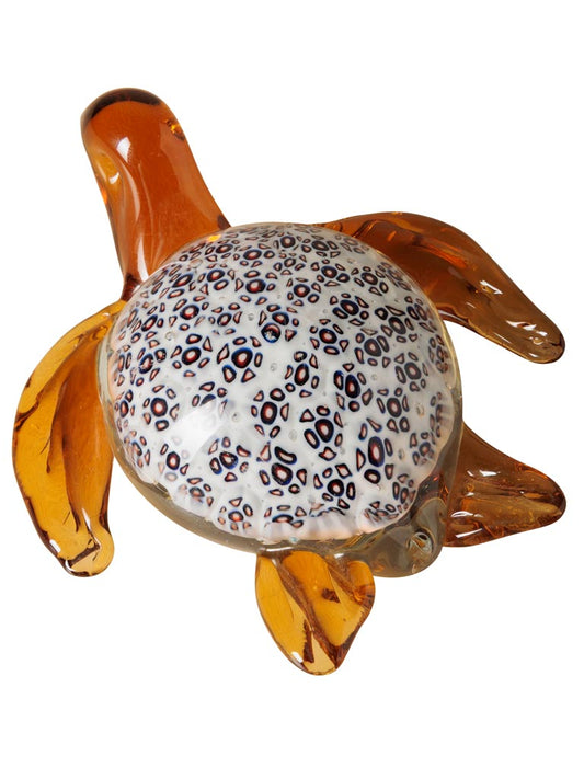 Sulfure Tortue en Verre Fleurie