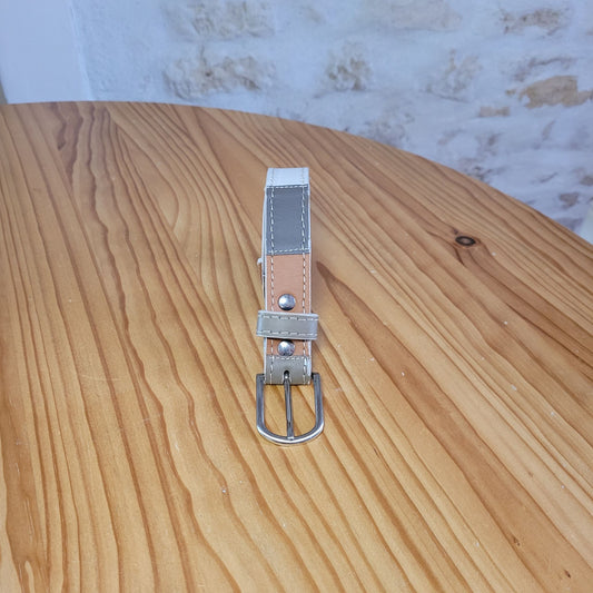 Ceinture en Cuir Upcyclé 3cm – L’Élégance Neutre (Taille S - 75cm)
