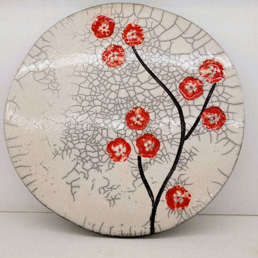Dessous de plat Raku – Cerisiers en fleurs rouges