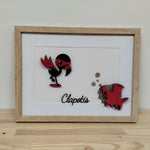 Tableau Enfant "Clapotis" Multicolore - Relief Animaux Marins et Cadre Bois