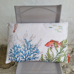 Coussin d'Extérieur Rectangulaire Sea Life 40x60 cm - Bleu Tendre / Fond Marin