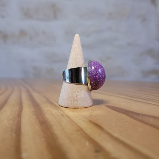 Bague Réglable en Céramique – Émail Violet ou Bleu et Grès Véritable