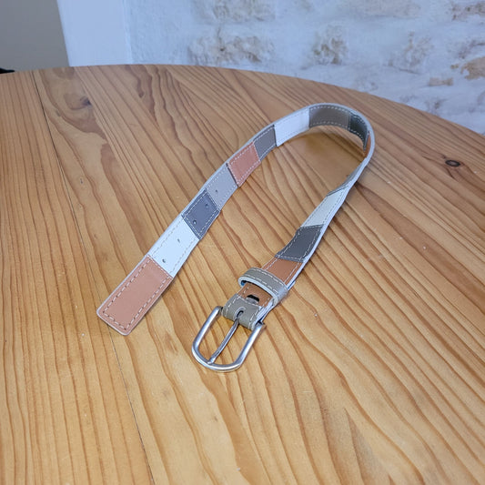 Ceinture en Cuir Upcyclé 3cm – L’Élégance Neutre (Taille S - 75cm)