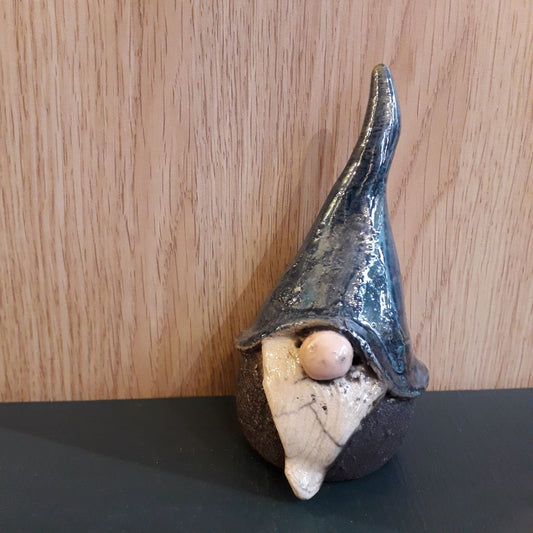 Père Noel Boule en Céramique Raku Rouge ou Bleu - Figurine Artisanale Vendée