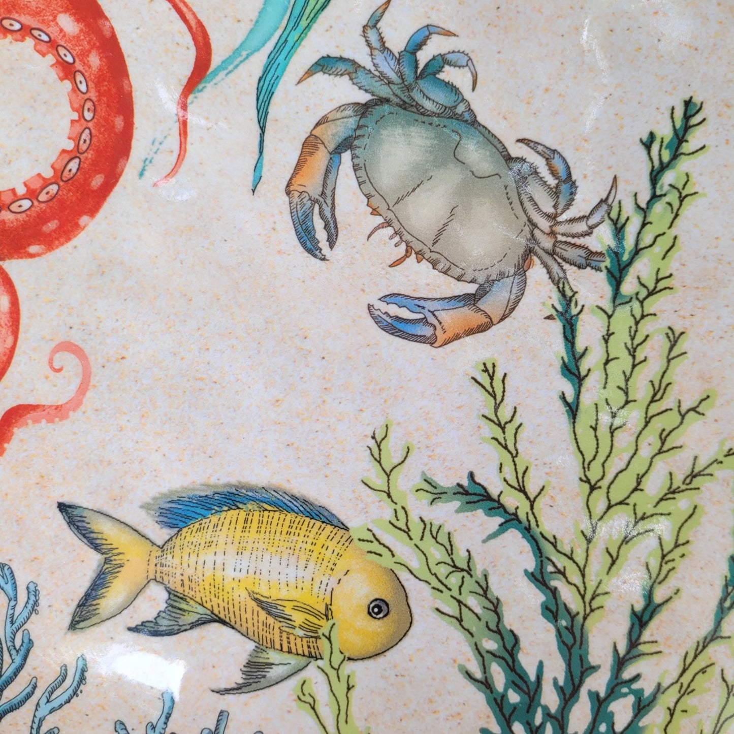 Plat de Service Ovale Mélamine Sea Life 52cm Rose & Tulipani