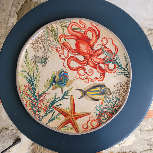 Plat de Service Rond Mélamine Sea Life Ø42cm Rose & Tulipani