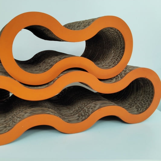 Support 5 bouteilles Aléa en dentelle de carton – Rouge ou Orange