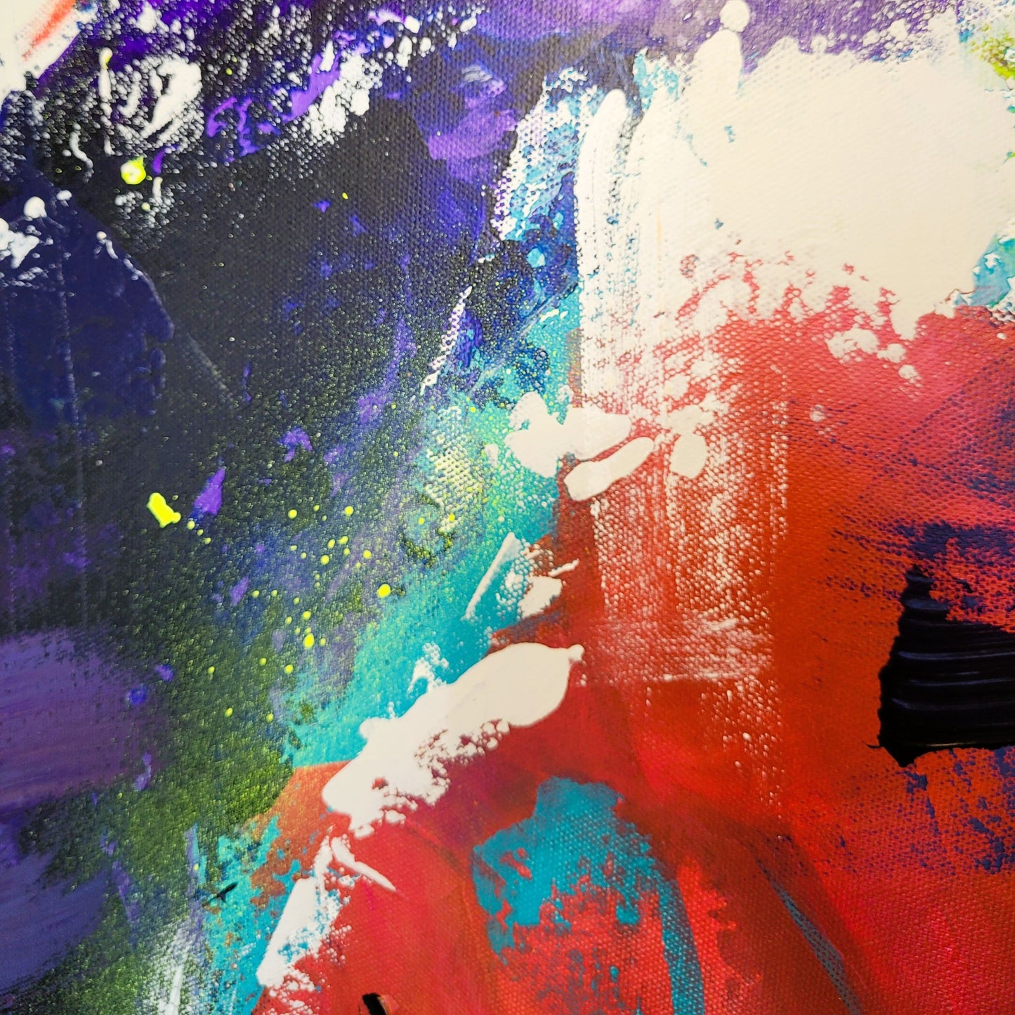 Effusion – Tableau abstrait tourbillon de couleurs, 100×100 cm