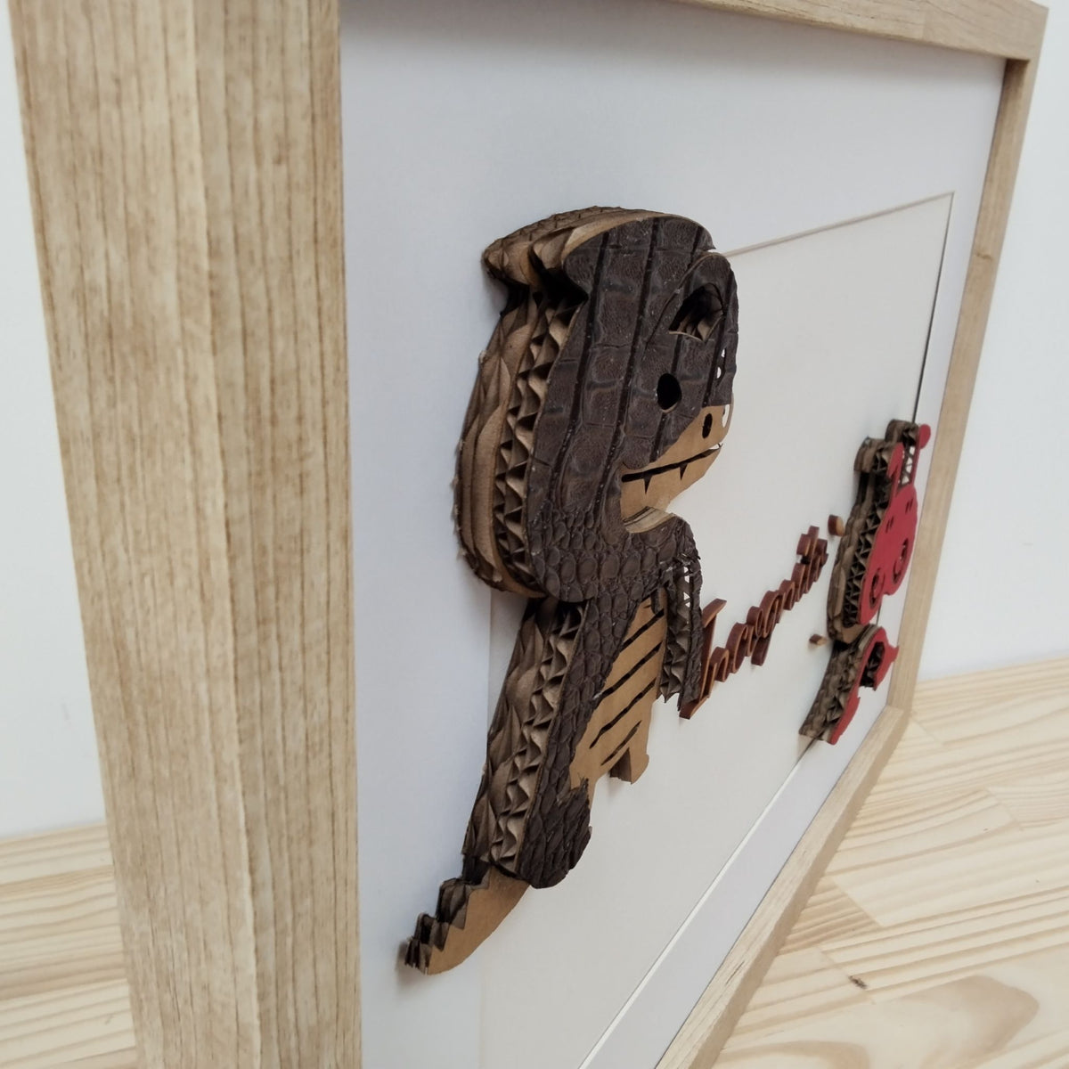 Tableau Enfant "Incognito" Multicolore - Relief Crocodile et Animal Mystère Cadre Bois