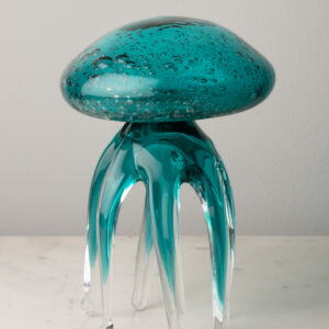 Le Grenier du Marais-Grande méduse turquoise en verre-Châtelaillon