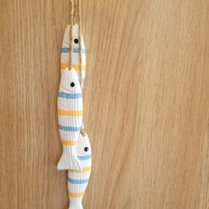 Le Grenier du Marais-Poissons à suspendre rayés bleu et jaune-Chatelaillon