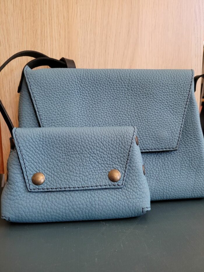 Le Grenier du Marais-Sac cuir biwe pochette turquoise-Châtelaillon-Plage