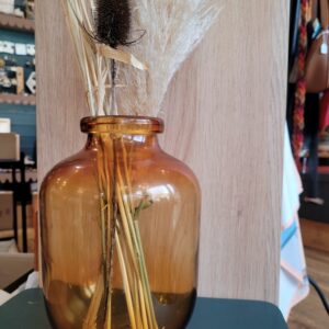 Le Grenier du Marais-Vase verre jaune avec fleurs-Châtelaillon-Plage