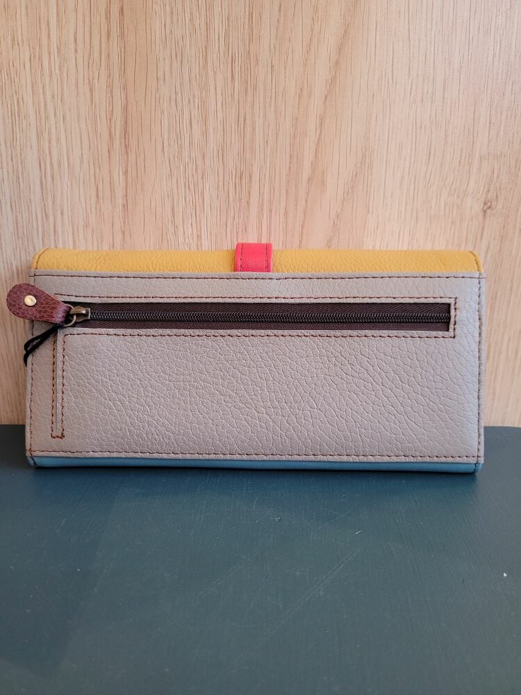 Portefeuille en cuir HALF MOON jaune et bleu - Organisation complète et style multicolore – Image 2