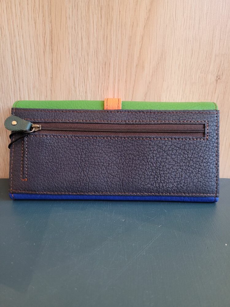 Portefeuille en cuir HALF MOON bleu vert rouge - Organisation complète et style multicolore – Image 2