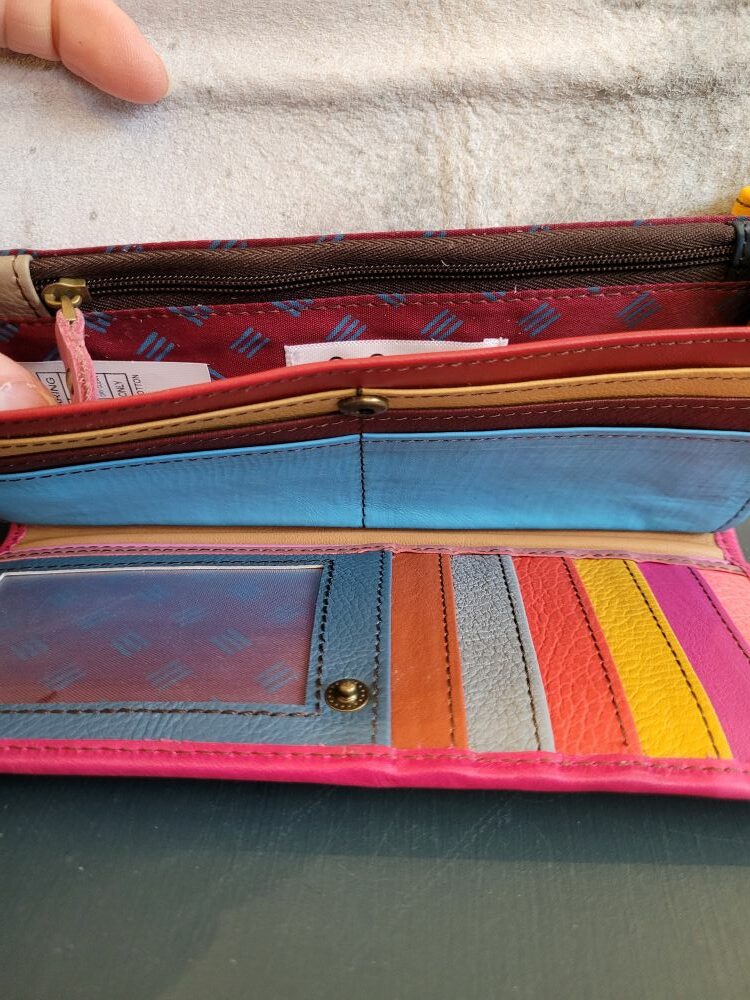 Portefeuille en cuir HALF MOON rose et panthère - Organisation complète et style multicolore – Image 3