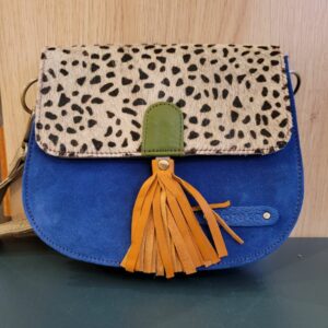 Le Grenier du Marais-Sac cuir Lena bleu et animalier(1)-Châtelaillon-Plage