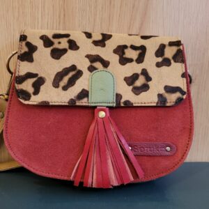 Le Grenier du Marais-Sac cuir Lena framboise et panthère(1)-Châtelaillon-Plage