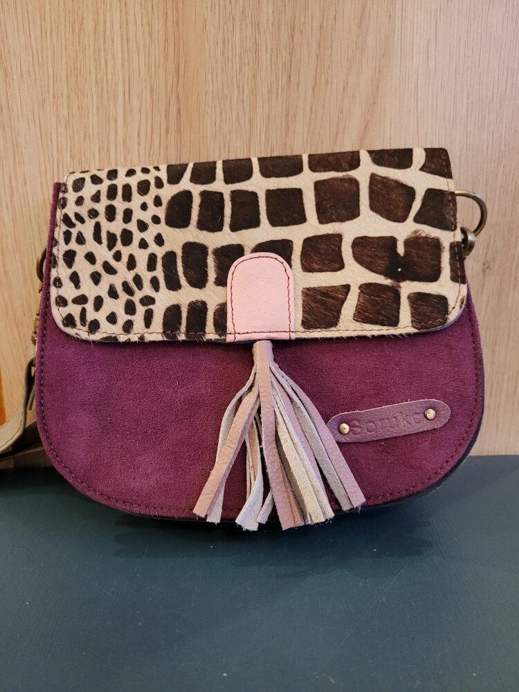 Le Grenier du Marais-Sac cuir Lena violet et girafe(1)-Châtelaillon-Plage