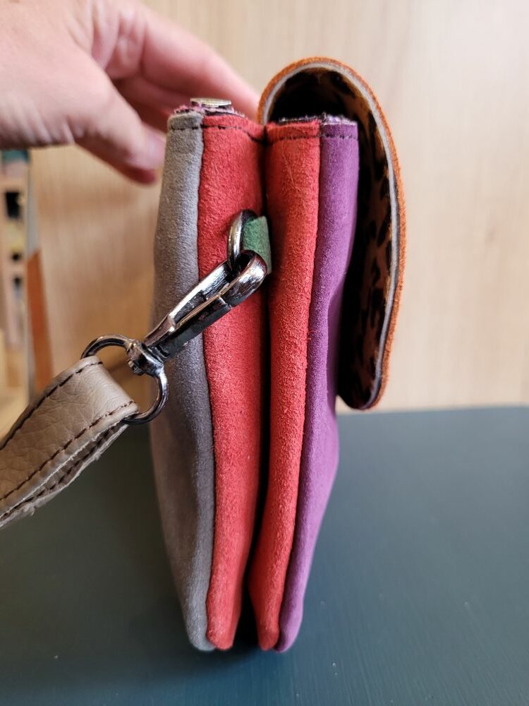 Sac Bandoulière Léo en Croûte de Cuir Réversible : Panthère Sauvage & Couleurs Chatoyantes – Image 4